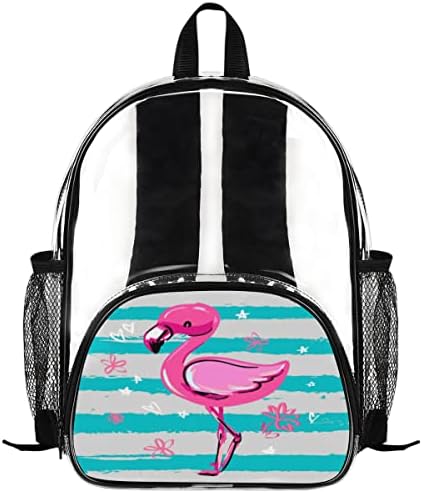 1 slatki prozirni ruksak s flamingom udobne Podesive naramenice PVC crtani prozirni ruksak s flamingom prostrani mrežasti bočni džep