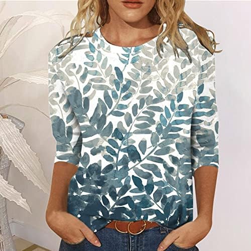 Ženske vrhove ležerne, 3/4 majice rukava za vezanje majice grafičke majice Udobne havajske tunične bluze Lagane Henley majice
