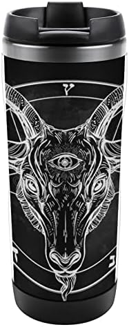 Pentagram s demonom Baphomet sotonic koza od nehrđajućeg čelika 380ml s poklopcem dvostrukim zidom tiskana šalica za putničke šalice