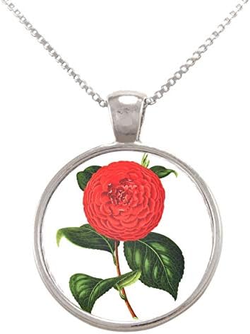 Arthwick Store Camellia Flower Ilustracija Vintage privjesak ogrlica