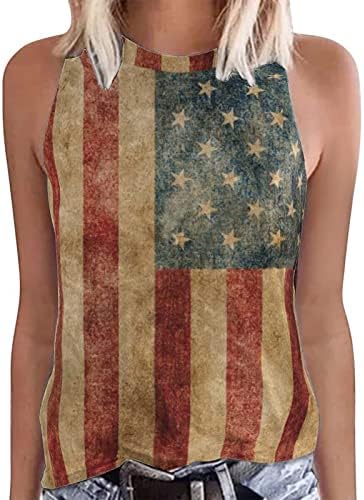 4. srpnja Patriotski vrhovi tenkova za žene, grafički tenk američke zastave za žene ljetne majice bez rukava za dame