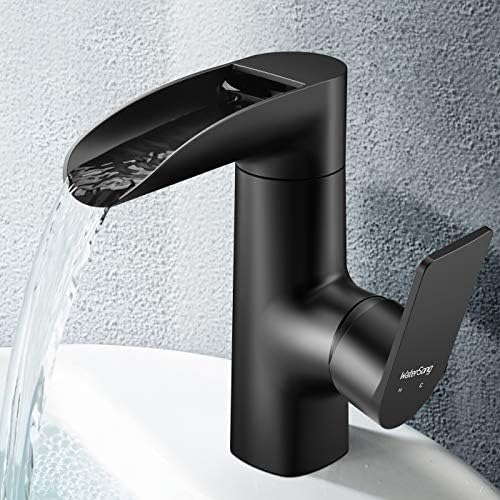 Crna slavina za kupaonicu - slavina sudopera u kupaonici, slavina slapa za slapove za sudoper u kupaonici, mat crna jednostruka rupa