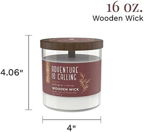 Essential Elements by Candle-Lite Wood Wick Mirisana svijeća, avantura je poziva, jedan 16 oz. Jednostruka aromaterapija svijeća s