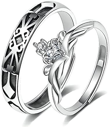 Odgovarajući prstenovi za parove s krunom princeze i viteza zaručnički prsten od mjesečevog kamena za žene, muškarce, nju, njega, najboljeg