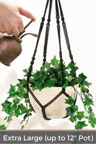 43-inčna vješalica za biljke makrame, velika za lonac do 12 inča, izdužena + kuka / bez Rese, viseći držač za biljke od pamučnog užeta