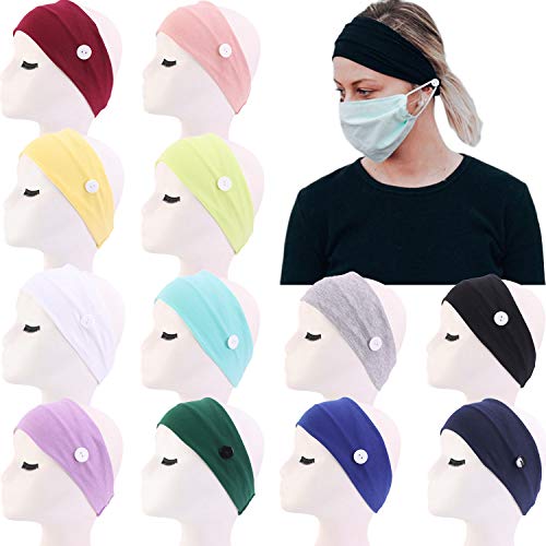Sello 12 pakiranja široka boho traka za glavu s gumbima elastični turban elastična traka za kosu joga oblozi za žene djevojke medicinske