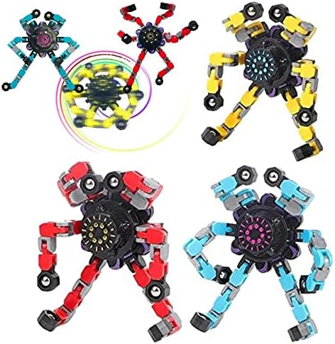 TDREAM 3PCS Fidget Spinners, Transforming Fingertip Gyro Spinner, Smiješni lanac prstiju Robot igračka deformirana mehanička spiralna