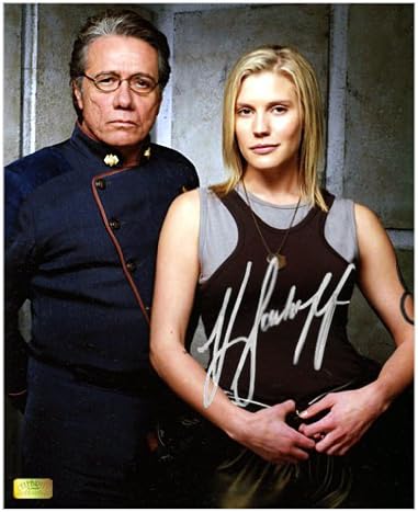 Katee Sackhoff Autographed 8x10 Battlestar Galactica w/Edward James Olmos Photo