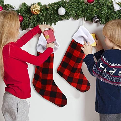 Derayee 6 pakiranje božićnih čarapa, masu, karirane božićne čarape za djecu velike čarape obiteljske božićne čarape ukrasi 18 inča
