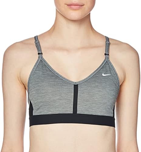 Nike Dri-Fit Indy ženska svjetlost podstavljena V-izreza Sportski grudnjak dim siva/crna