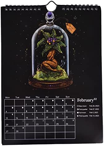 Besokuse 2023. Mjesečasti kalendar tamne šume | Šareni kalendar zida na mjesečevom kotaču s 12 originalnih ilustracija | Mjesečni kalendari