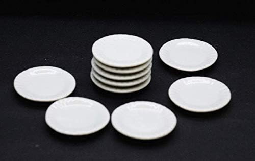 Hobi trgovina 10 bijelih keramičkih tanjura posuda za zdjelu kućice minijature kuhinja