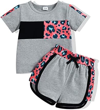 Malini za bebinu odjeću leopard tiskana majica s kratkim rukavima + kratke hlače 2pcs ljetna odjeća set odjeće