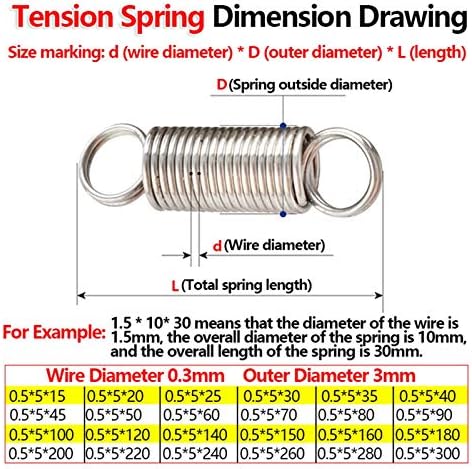 Metalna napetost opruga zamjenska petlja ekstenzija opruga žice promjer 0,5 mm vanjski promjer 5 mm ekstenzija proljeće povratna opruga
