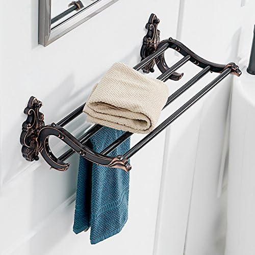 Polica za kupaonicu zidna montirana crni držač za ručnike držač ručnika za odjeću za odlaganje ručnika
