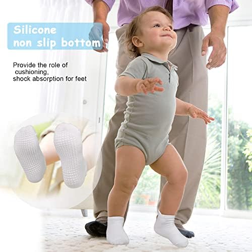 Grpskcos non Slip mališani za bebe čarape 12 parova protiv klizanih čarapa za gležnjeve za djecu dječake Grips čarape posade za 1-7