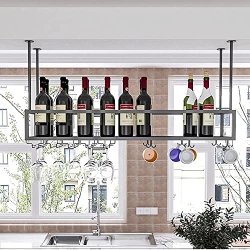 Viseće stalak za vino stalak za vino stalak ispod ormara, držač za vino za vino vino stalak za boce za vino, metalni crni stalak za