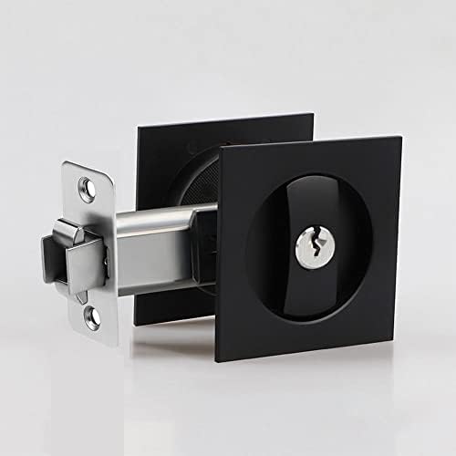 LWZH Matte Black Privatnost džepna brava s ključevima, kvadratna zasun za bravu na vratima, nevidljivo udubljeno zaključavanje vrata