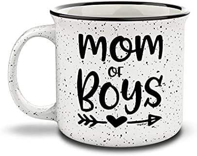 Shop4ver Mam of Boys Novity Campfire Speckled Keramička šalica za čaj za kavu poklon ~ Majčin dan ~