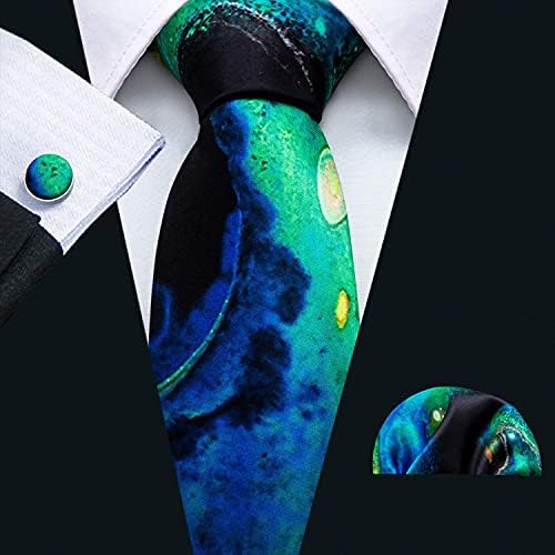 Barry.Wang Men Silk Novely Set Set Designer Sažetak kravata Pocket Square Cufflinks svadbena zabava formalno