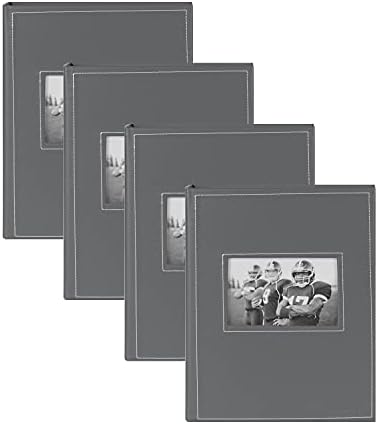 DesignVation DeBossed Faux Leather Photo Album, drži 100 5x7 ili 200 4x6 fotografija, set od 4, siva