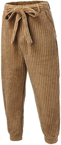 Muški jogger muški zimske solidne plišane labave hlače s remenom casual hlača
