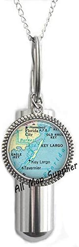 AllMapsupplier Fashion Cremation Urn ogrlica, Florida Keys Map URN, Ključna kravata ogrlica Largo Kremation, ključ Largo URN, KLJUČNI