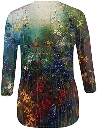 Ljetni vrhovi za žene 2023 Vintage Cvjetni 3/4 rukav O vratni košulje Trendi print moda ležerne tunične bluze