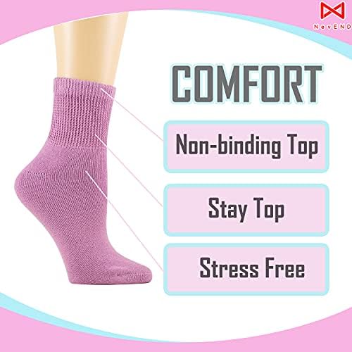 Nevend Dijabetički pamučni ženski čarape za gležnjeve Zdravstvene cirkulacije Odobreni su bez vezanja Top 6 Pack 9-11