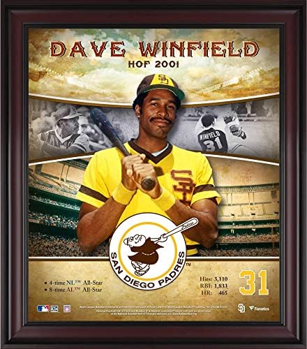 Dave Winfield San Diego Padres uokviren 15 x 17 Profil karijere Hall of Fame - MLB Player Plakees i kolaži
