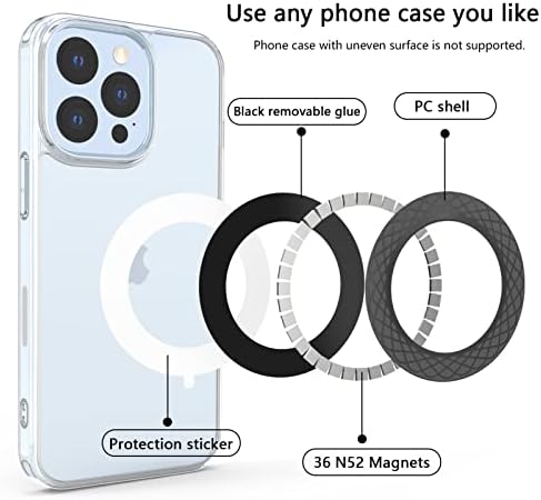 Doeboe za magsafe prsten, držač magnetskog prstena za iPhone 13 Pro Max, [2 PCS] naljepnica za magnet za telefon za bežični punjač