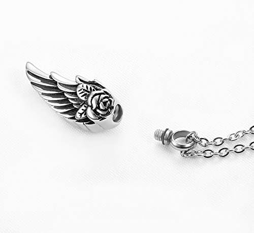 Qiaonnai ZD326 nehrđajući čelik ruža anđeoska krila urne ogrlice za pepeo kremiranje nakit čuvanje memorijalne privjeske kremiranje