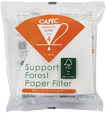 CAFEC SFP Filter Papir | Napravljeno u Japanu | Univerzalni u obliku konusa V60 02 Style Universal 1 do 4 šalice | 100 listova SFP4-100W