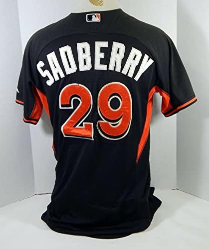 2014-16 Miami Marlins Chris Sadberry 29 Igra Korištena Black Jersey ex St BP 46 981 - Igra korištena MLB dresova