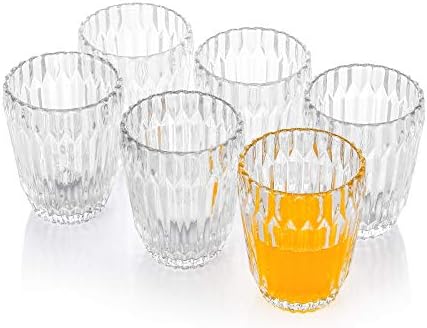 Everest Global Ručno puhane naočale od soka od 7,9 oz seta od 6 vintage uzorka naočale za vodu Set za piće za sve prigode