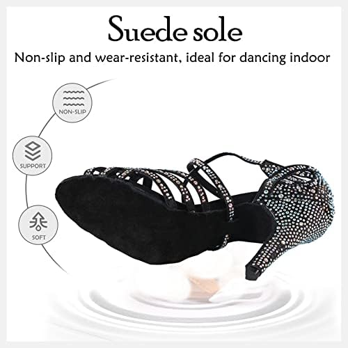 Hipposeus ženske latino plesne cipele Sjajne rinestones bale salsa plesne cipele, model L380
