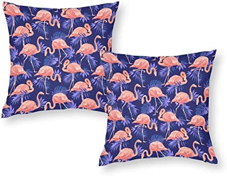 Flamingo ptice i tropski lišće set od 2 jastuka za jastuke s jastucima s jastucima za jastuke za kauč kauč dekorativni automobil za
