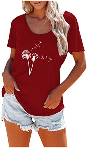 Ženski vrhovi casual ljeto 2023 tunika vrhovi srušeni kratki rukavi majica majica dame cvjetne grafičke majice majice bluza