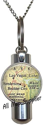 AllMapsupplier Modna kremacija Urn ogrlica Las Vegas Karta URN šarm, Las Vegas Map kremacija Urn ogrlica, Las Vegas Urn, Las Vegas