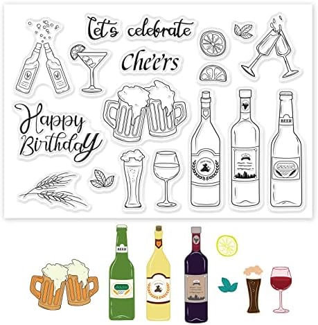 Globleland rođendanska zabava tematska silikonska jasna markica s bocom vina za rođendanske čestitke Izrada DIY Scrapbooking Photo