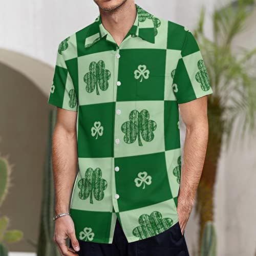 Pdfbr St. Patrick's Day Gumb Down majice za muške, ljetni kratki rukav zeleni gnomi ispisani plus majica