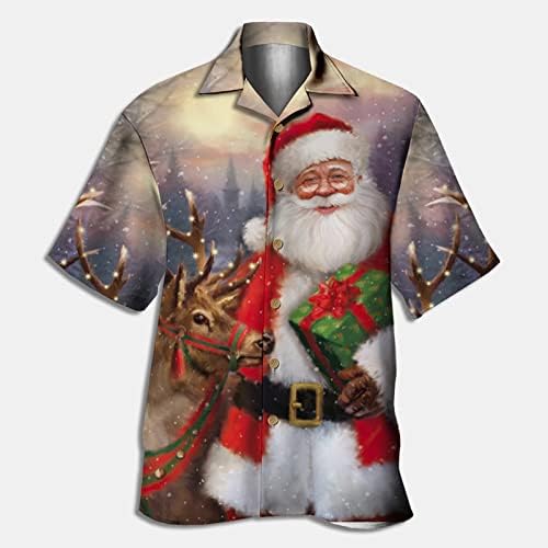 ZDDO božićni muški gumb dolje košulje kratke rukave Xmas Djed Mraz zabavni kostimi redovno fit novitet dizajnerske košulje