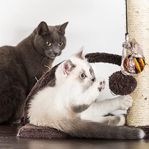 Mačje božićno drvce u 3 sloja-plišani toranj za mačke na više razina s stupovima za grebanje, krevetom u stilu grgeča, kućicom za mačke