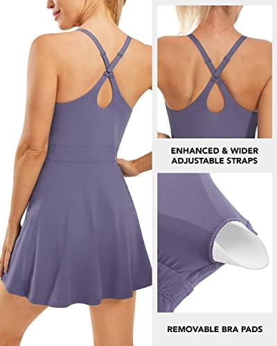 Ustrajana ženska teniska haljina s podesivim naramenicama i ugrađenim grudnjakom i kratkim hlačama trening atletska haljina za golf
