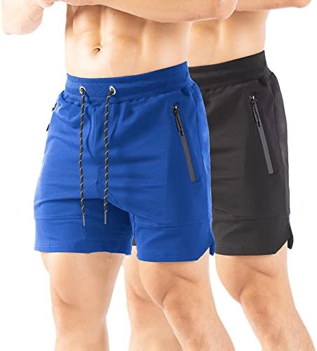 Gerlobal muške 5 kratke kratke hlače u teretani, ugrađene su trčanje atletskih kratkih kratkih hlača za muškarce s džepovima s patentnim