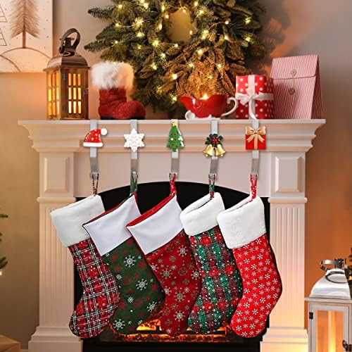 JUEPHE 5PCS božićni metalni držači čarapa Mantel kuke vješalica božićna čarapa za čarape držač čarapa kamin kuka vješalica za stil