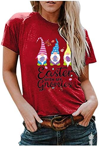 Uskrsna majica za žene šarena jaja slova tiskane košulje okrugli vrat kratki rukavi tinejdžeri 2023 ljetne bluze
