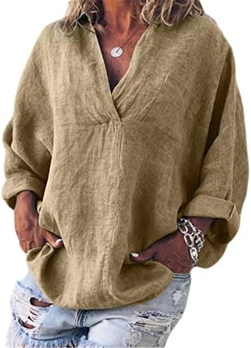 Andongnywell ženska majica s bluzama s V-izrezom casual vrhovi labave košulje s rukavima s tunikom tunikom majice majice