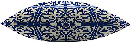 Mugod marokanski jastuk za pločice ikat Damask Tradicionalni cvjetni kobalt plavi i bijeli ukrasni jastuci za bacanje pamučne lanene