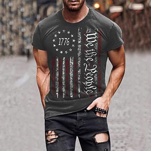 Aipengry 1776 muške košulje u nevolji SAD zastave Patriotske majice 4. srpnja Košulje za muškarce Vojničke mišićne vrhove kratkih rukava